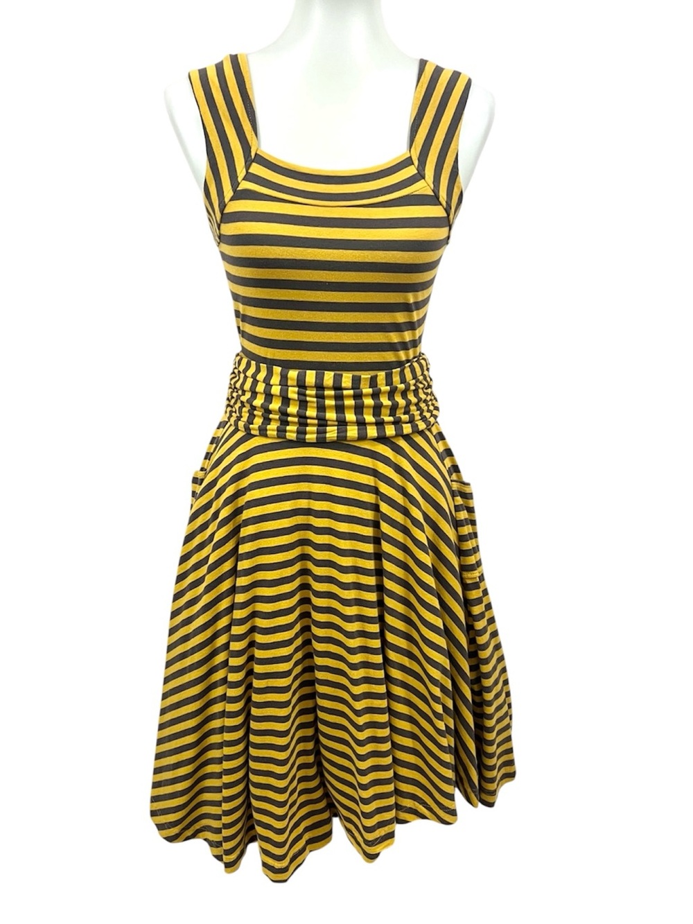 Effie’s Heart Modcloth Retro Striped Asymmetrical Hem Dolce Vita Swing Dress